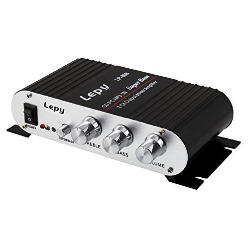 Lepy 808 Mini Power HiFi Stereo Car Motor Bike Amplifier with Subwoofer Adjustment Color Black by Lepy