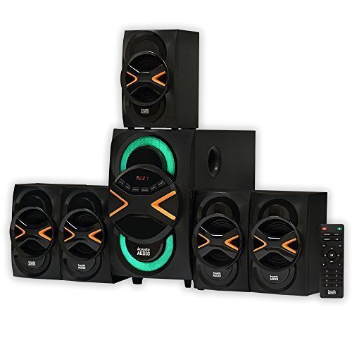 Acoustic Audio by Goldwood 5.1 Speaker System 5.1-Channel with LED lights and Bluetooth Home Theater Speaker System, Black (AA5210) by Acoustic Audio by Goldwood