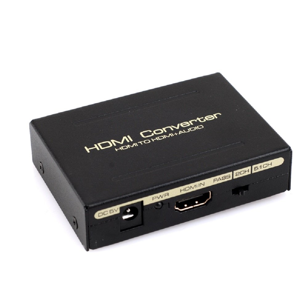 GULUBO 1080P HDMI To HDMI + Optical TOSLINK SPDIF + Analog RCA(L/R) Stereo Audio Extractor Converter Audio Splitter (HDMI input,HDMI+ Audio output) by GULUBO