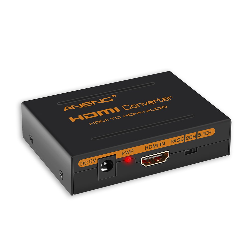 HDMI Audio Extractor, ANENG 4K HDMI to HDMI + Optical Toslink(SPDIF) + RCA(L/R) Stereo Analog Outputs Video Audio Splitter Converter by ANENG