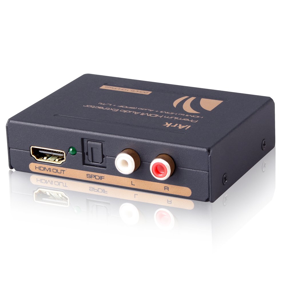 iArk HDMI Audio Extractor Splitter HDMI to HDMI + Optical + RCA L/R Stereo Audio Out Supports 3D, 1080P(50/60HZ) by iArk