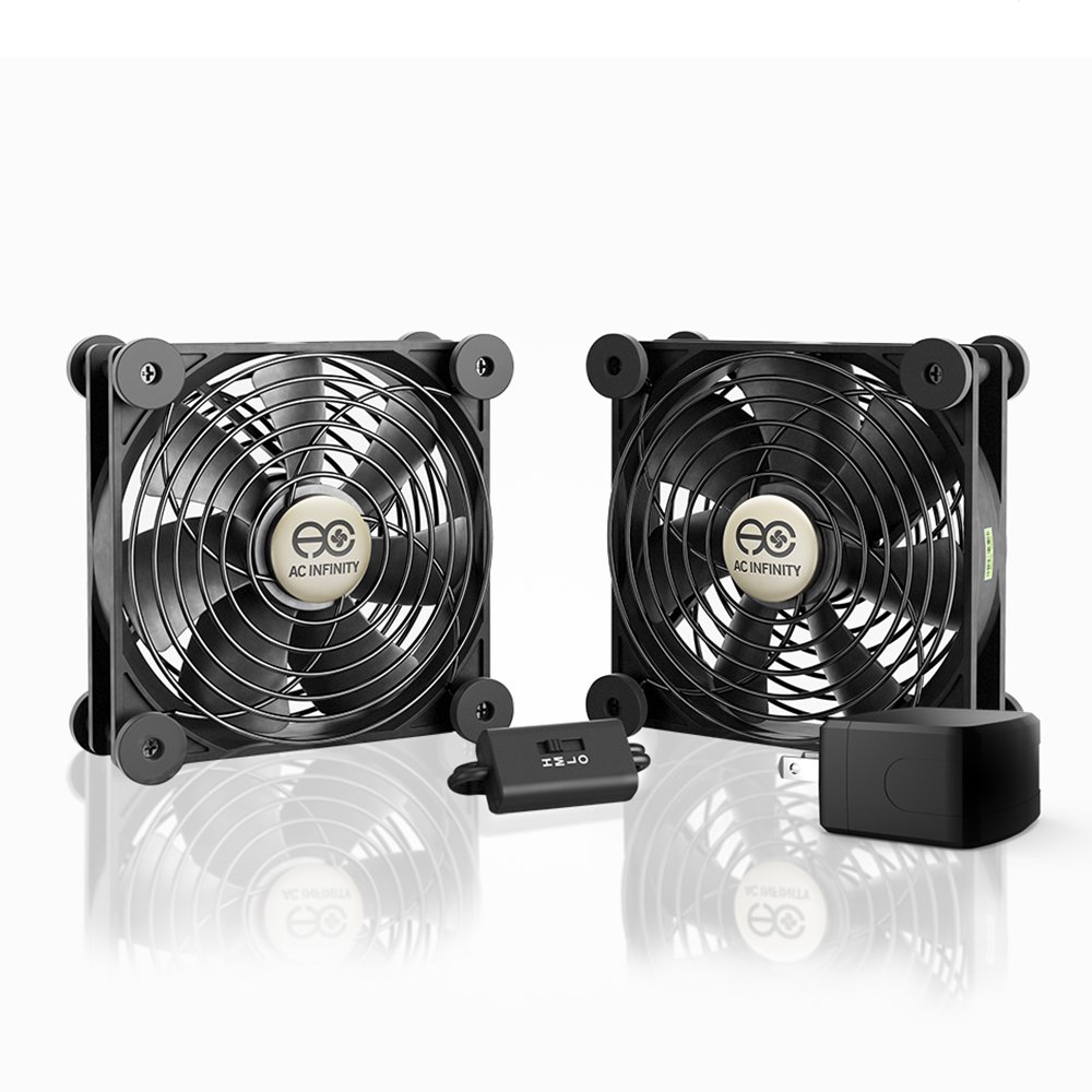 AC Infinity MULTIFAN S7-P, Quiet Dual 120mm AC-Powered Fan with Speed Control, for Receiver DVR Playstation Xbox Component Cooling by AC Infinity