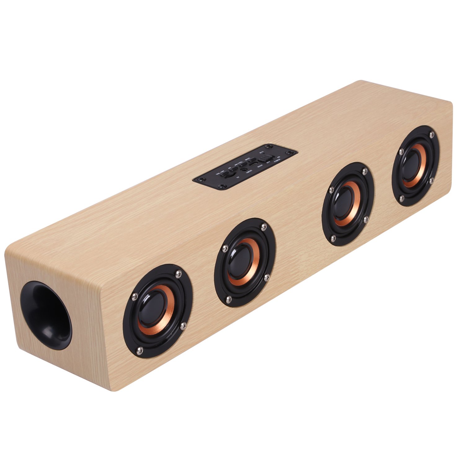 CAHAYA Bluetooth Speaker Wireless Bluetooth Soundbar with Subwoofer 4 Loudspeaker Support TF Card FM Radio (Yellow) by CAHAYA