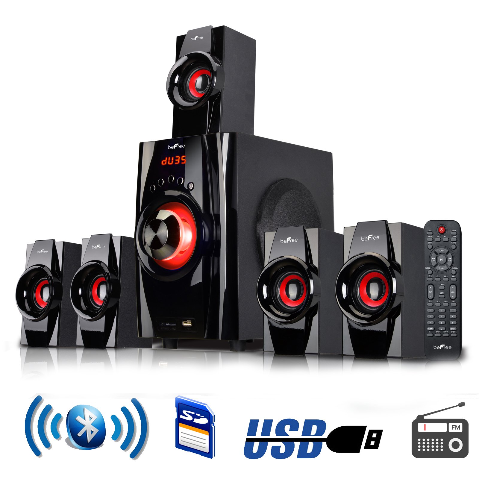 BEFREE SOUND BFS-410 Bluetooth Home Stereo System with USB and SD Slots â€“ Red by BEFREE SOUND