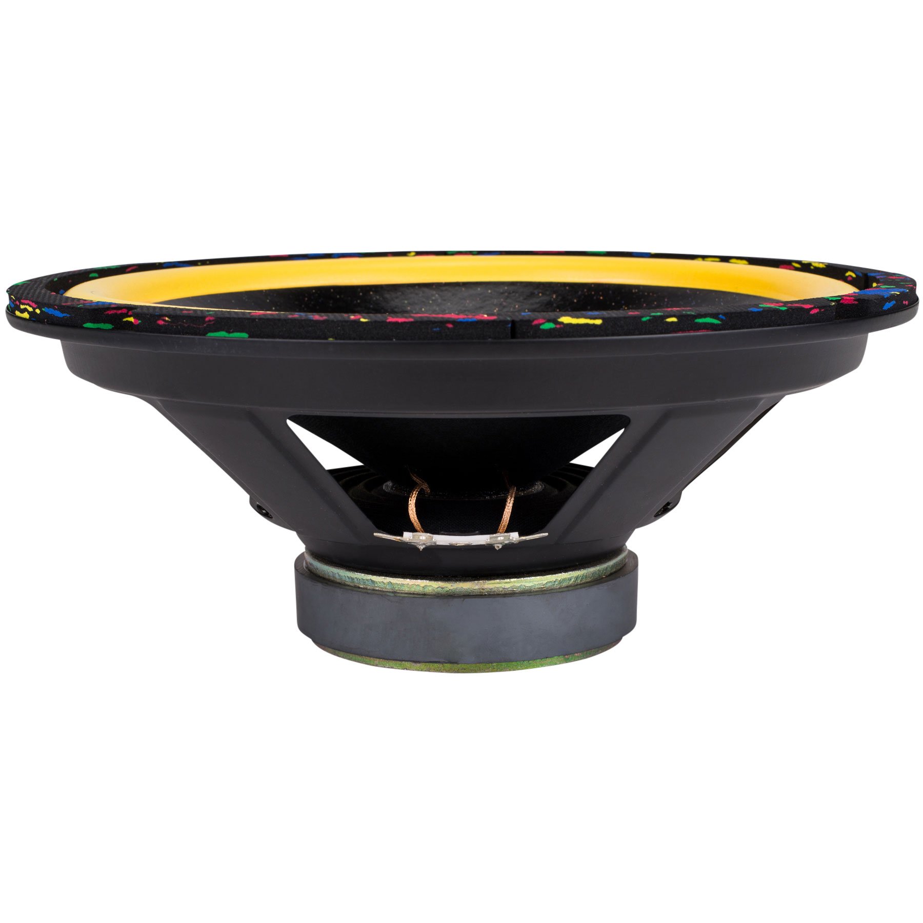 Factory Buyouts Titan 10'' Black Glitter Cone Yellow Surround Speckled Gasket Woofer 4 Ohm by Factory Buyouts